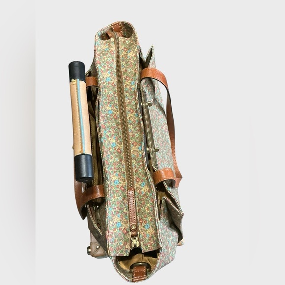 Patricia Nash Silvi Tote Coral Bouquet Floral Leather Trim Travel Work - Picture 12 of 16